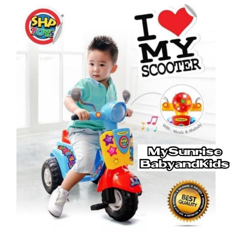 Mainan anak kecil bersepeda diontel kayu pancal ada Lampu dan musik DIJAMIN ASLI  SHP SCOOTER 609 mo