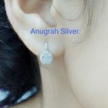 (COD)Anting jepit fashion wanita remaja dan dewasa bulat perak asli 925/silver lapisan emas putih murni..