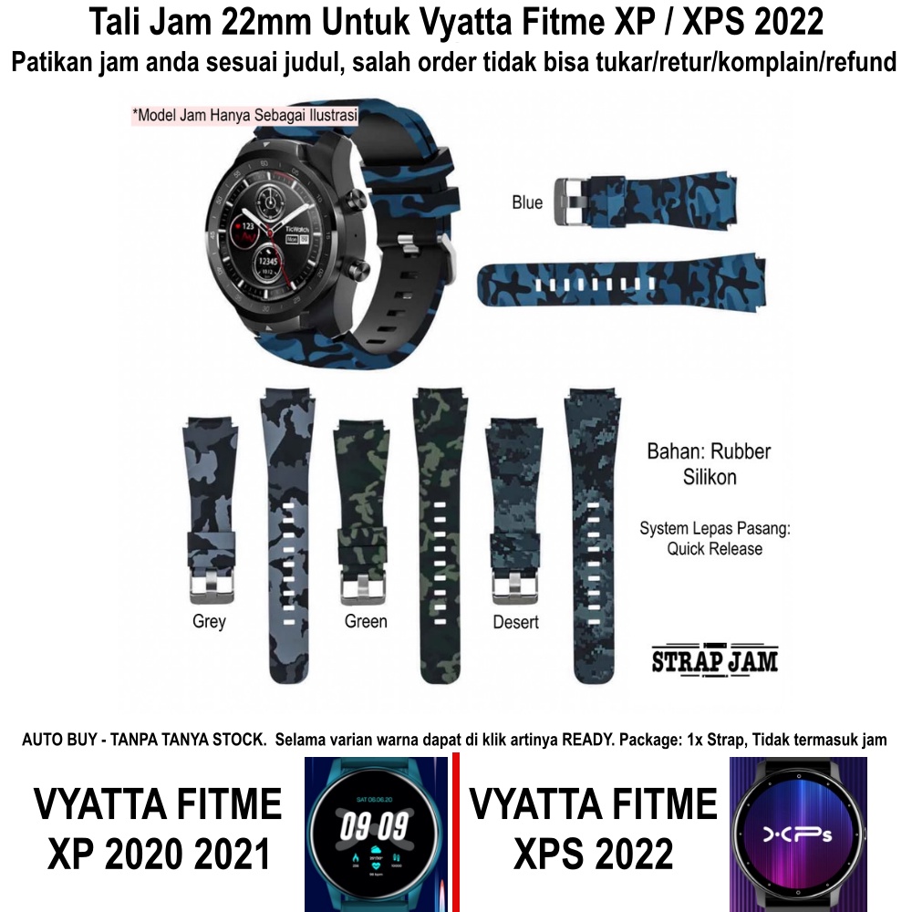 Tali Jam Vyatta Fitme XP / XPS 2022 - Strap 22mm Rubber Silikon Camo Army