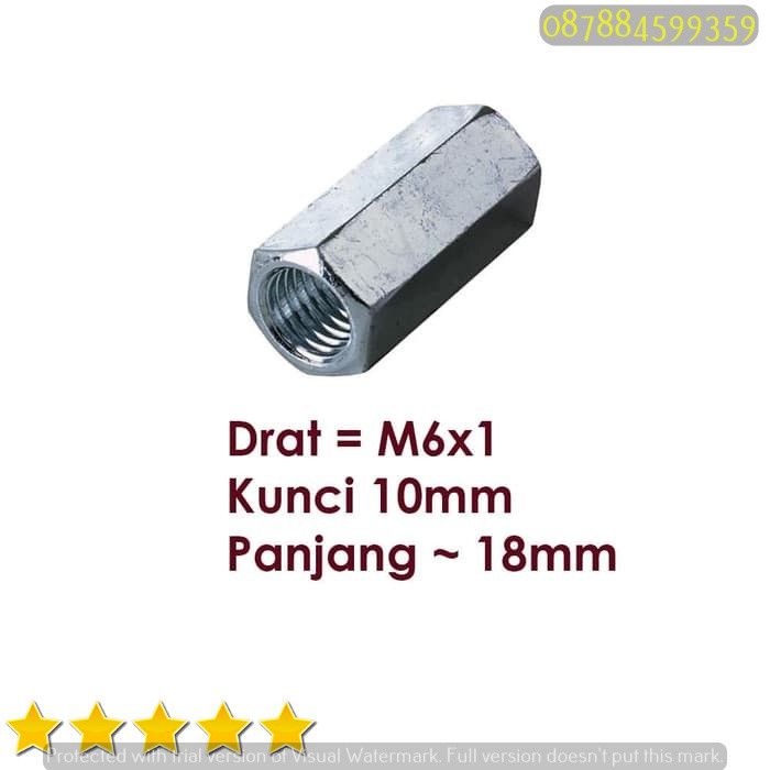 Bisa Bayar Di Tempat Mur Panjang M6 X 1 Kunci 10 Long Nut