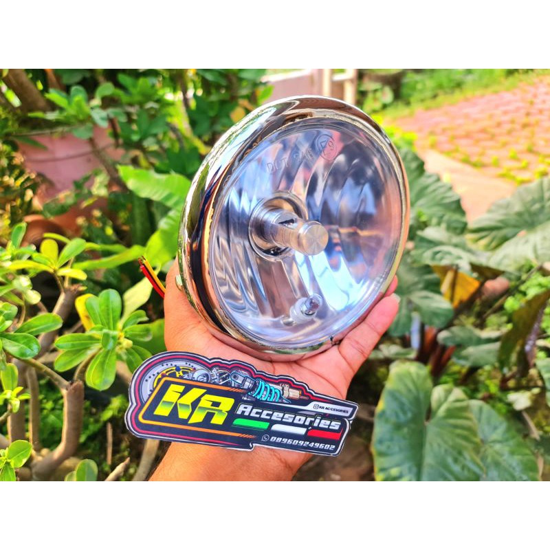 headlamp lampu depan jute kaca bening krum ride it