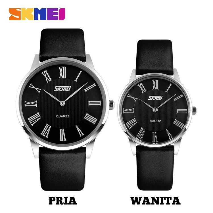 JAM TANGAN SKMEI COUPLE SERIES SKMEI 9092 ORIGINAL WATERESISTAN/JAM TANGAN SKMEI KULIT ORIGINAL SKMEI/