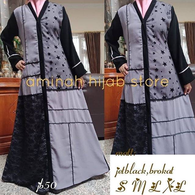 Abaya bintang, gamis brokat, gamis remaja kekinian