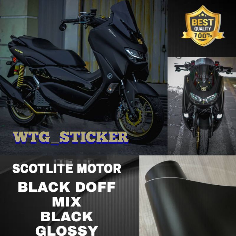 Jual Stiker Skotlet Motor Hitam Doff Scotlite Motor Hitam Glossy