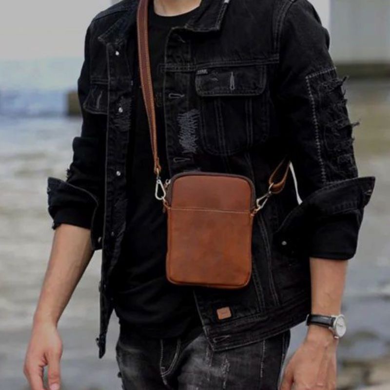 Tas Selempang Pria - Asli Kulit Sapi - Sling Bag Kulit - Tas Mini Pria