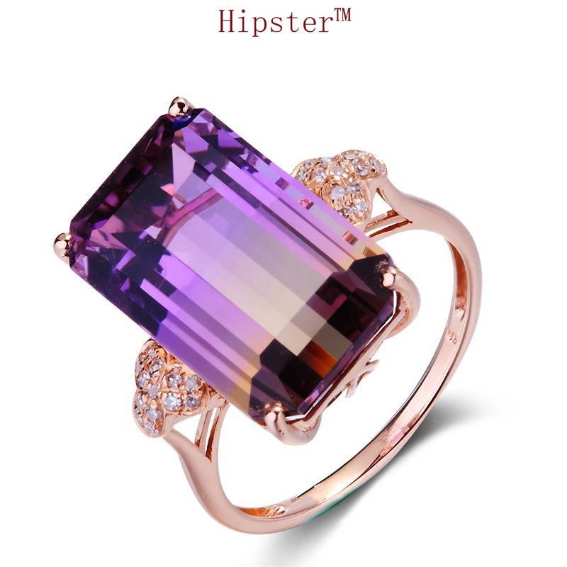 Hot Fashion Elegant Inlaid Square Amethyst Ring