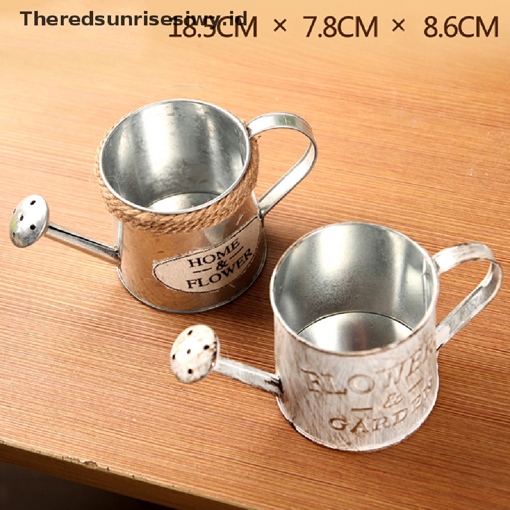 (Theredsunrisesiwy.Id) Pot Bunga / Tanaman Bentuk Ember Bahan Metal Gaya Vintage Untuk Dekorasi Taman