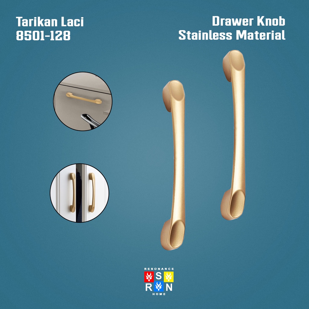 Tarikan Laci Coating Gold 8501-128 / Handle Gagang Pintu Laci Lemari Resonance Home