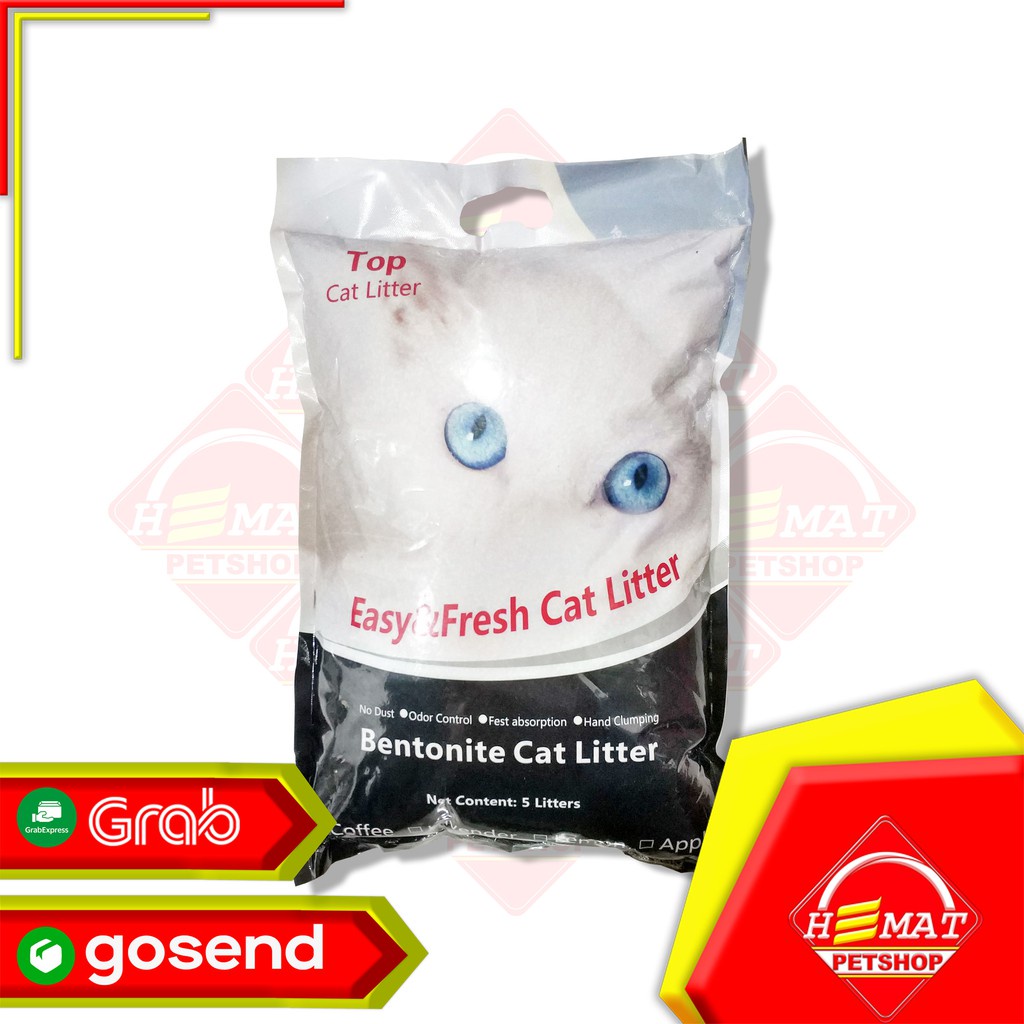 Pasir Kucing Top Cat Litter Bentonite 5 Litter Gumpal Wangi 5lt