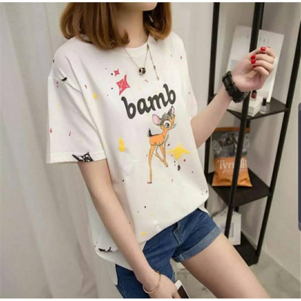 MS Baju atasan kaos wanita lengan pendek Bamb