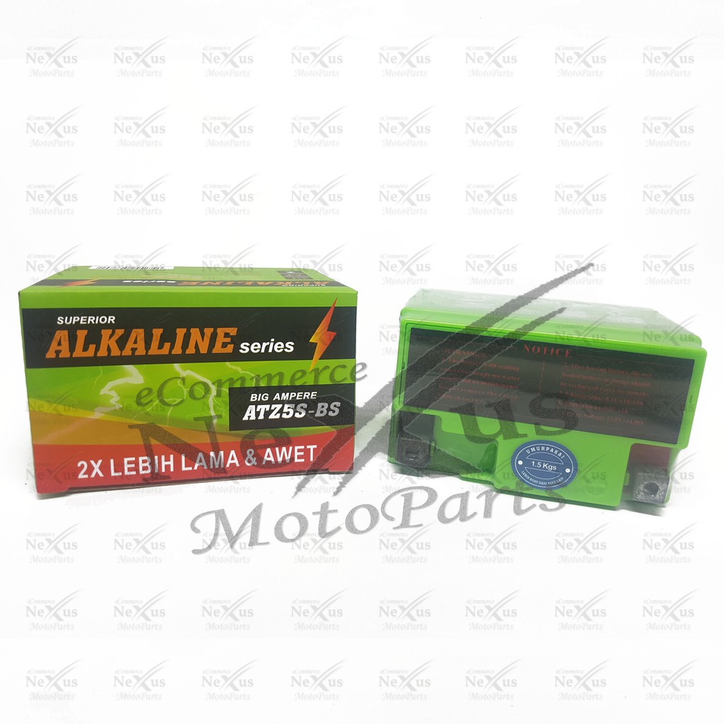 Aki Motor Grandcell Alkaline ATZ5S-BS  GTZ4V YTZ4V YB4L GTZ5S YTZ5S ATZ5F 12V 5Ah Karisma Beat Mio