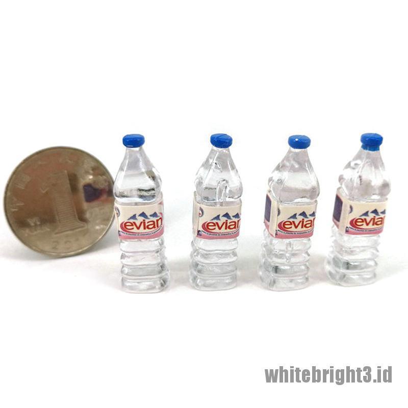 (white3) 4pcs / Set Mainan Miniatur Botol Minum Skala 1: 12 Untuk Dekorasi Rumah Boneka