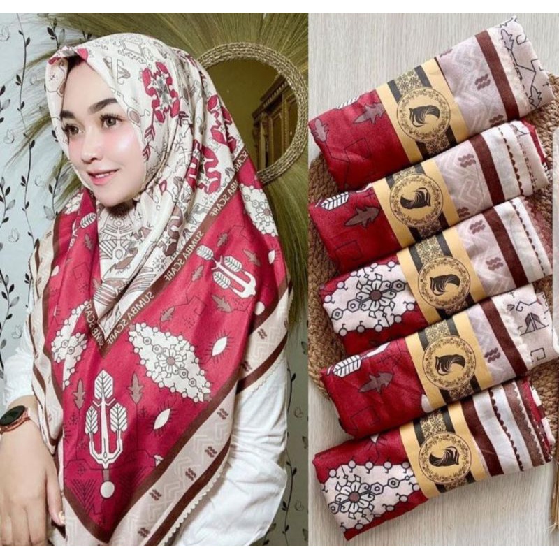 Hijab segi empat motif sumba scraf / Kerudung voal premium / Tunik / HIJAB / Kerudung terbaru 2020