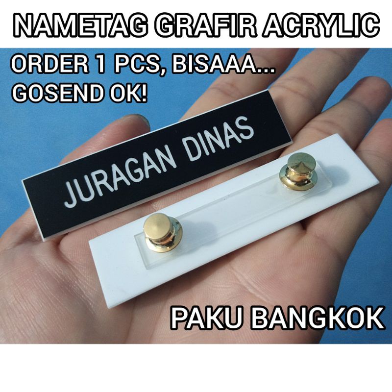 NAMETAG PAPAN NAMA DADA PDH PNS NYONYA BHAYANGKARI PERSIT TNI GRAFIR ACRYLIC PAKU BANGKOK JAMBU