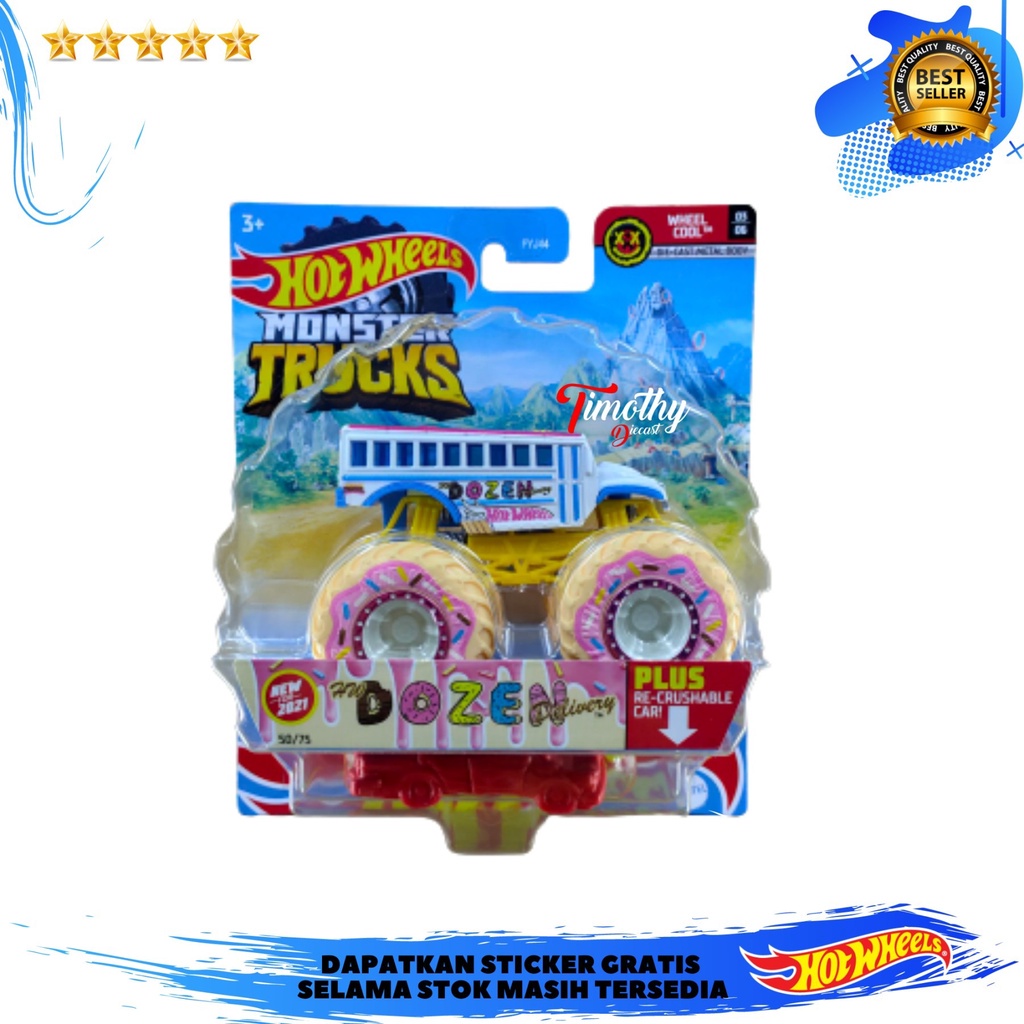 Hot Wheels Monster Trucks HW Dozen to school Delivery Putih