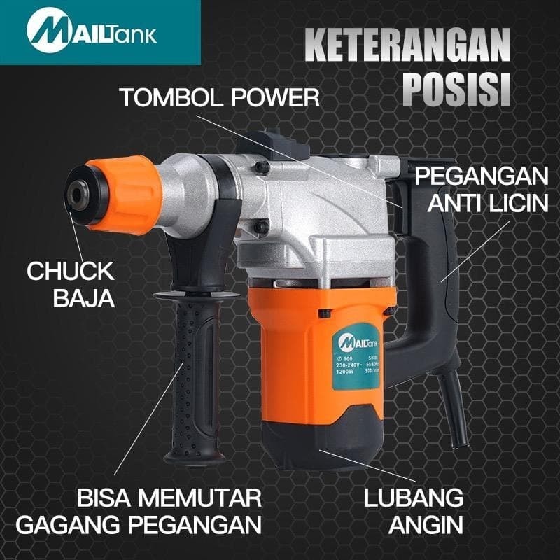 MAILTANK SH08 rotary hammer mesin bor bobok beton SH 08 - BERKUALITAS