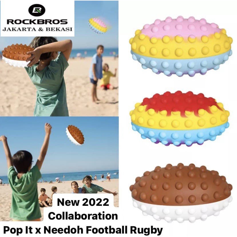 Pop It Rugby Bola New Football Needoh Stress Ball Fidget Toys Squishy Mainan Anak DNA Autism ADHD Toy Viral New 2022