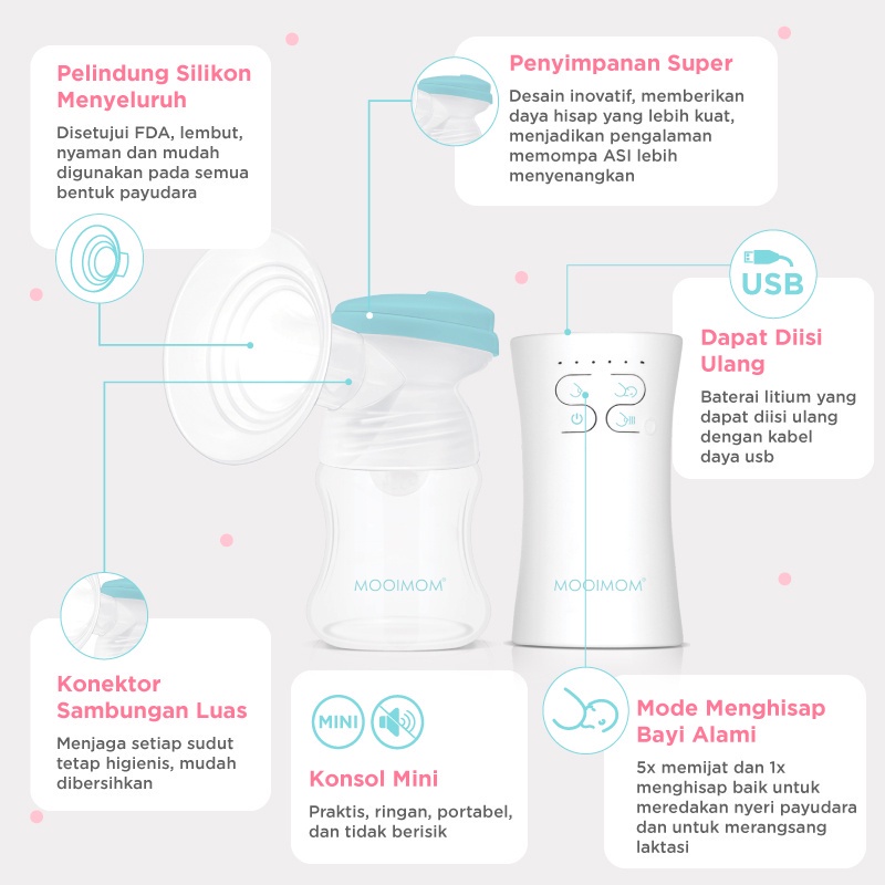 MOOIMOM Pompa ASI Elektrik Natural Comfort Electric Breast Pump