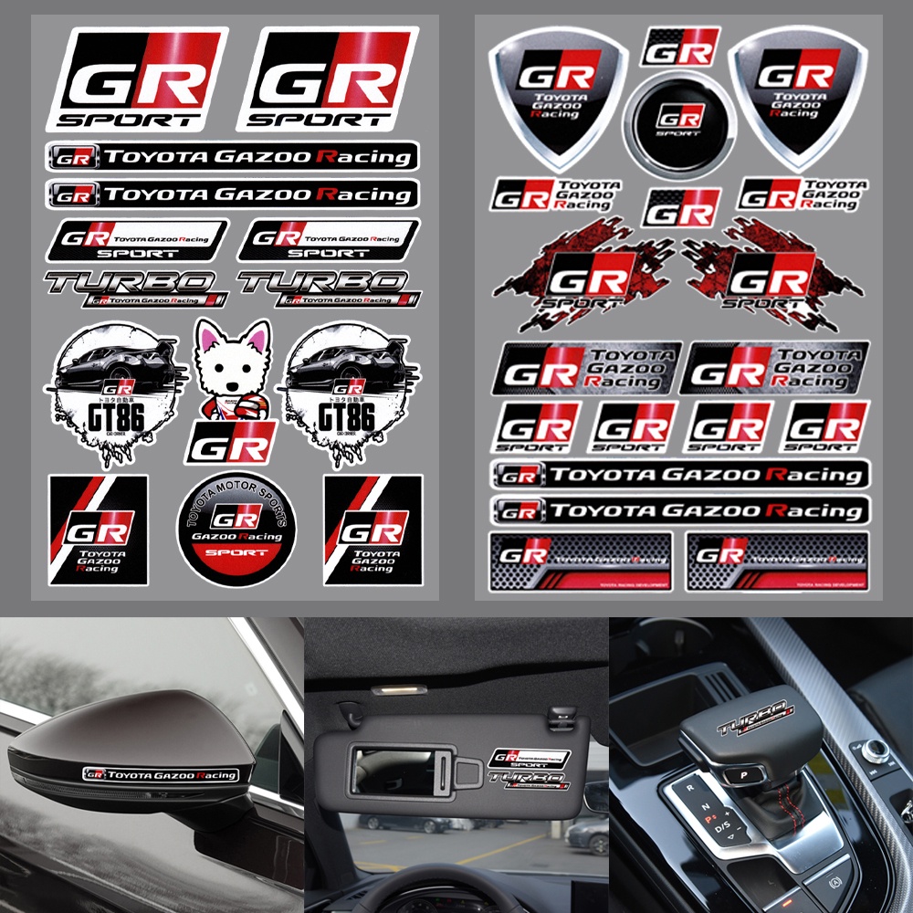 GR Stiker TOYOTA Reflektif Mobil Eksterior Otomotif Interior Stiker Kaca Spion Pegangan Pintu Kaca Depan Stiker untuk Gazoo Balap