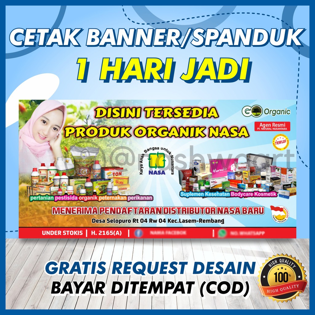 Banner Spanduk Backdrop Baliho Mmt Warung Toko Agen Distributor Member Resmi Nasa Natural Nusantara Shopee Indonesia