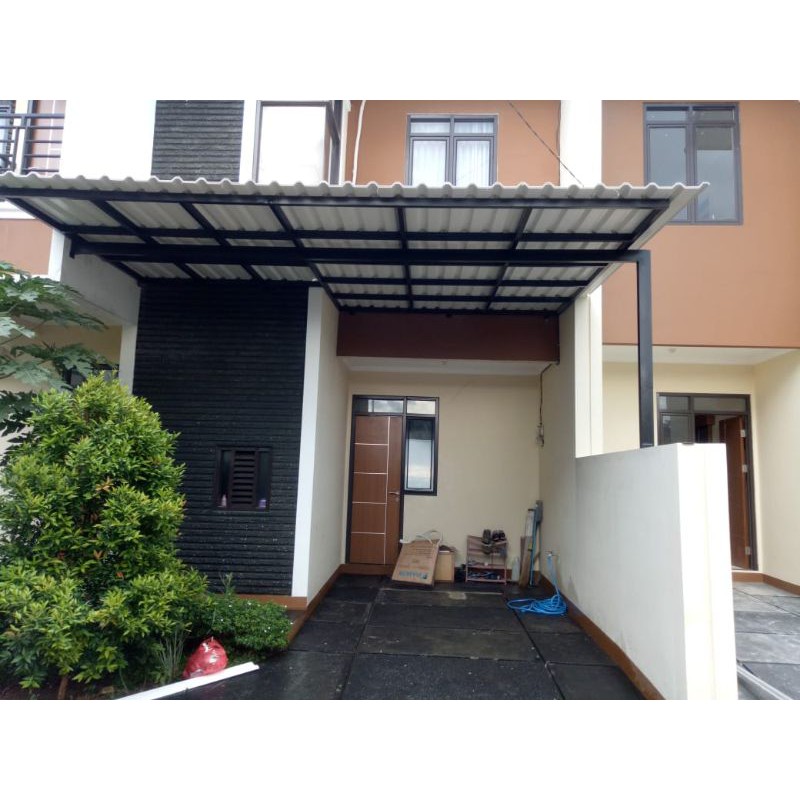 Kanopi Rumah upvc double layer merk ASLI ALDERON Rangka Besi Hollo Galvanis Tahan Karat Finishing Ca