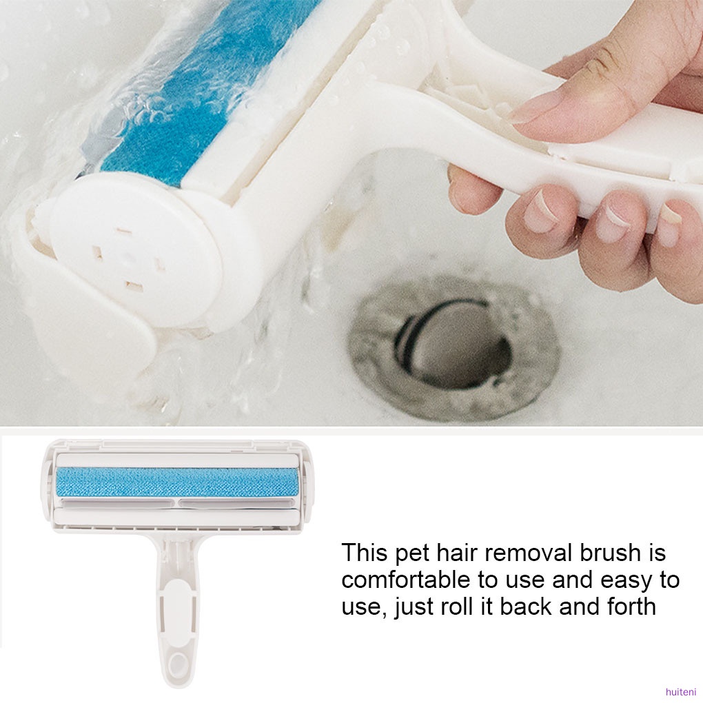 Pet Hair Removal Brush Pet Hair Manual Remover Roller Brush for Floor Sofa Carpet Rug, Blue huiteni.id