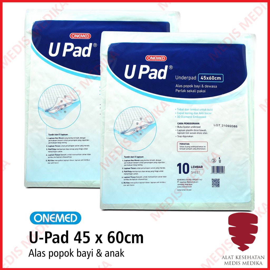 U Pad 45x60cm Onemed Underpad Alas Perlak Under Pad Popok Ompol  45 x 60 cm Isi 10 UPAD