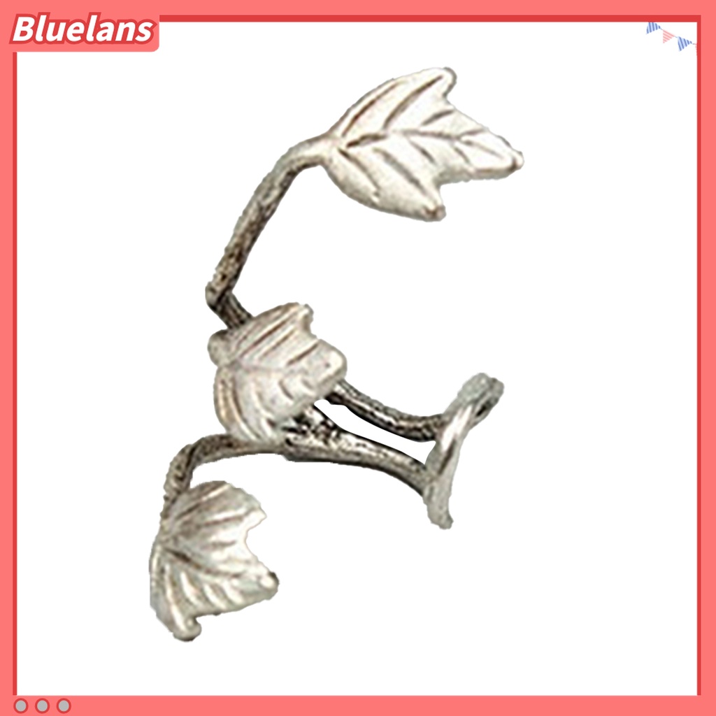 1pc Anting Klip Desain Daun Gaya Vintage Untuk Wanita