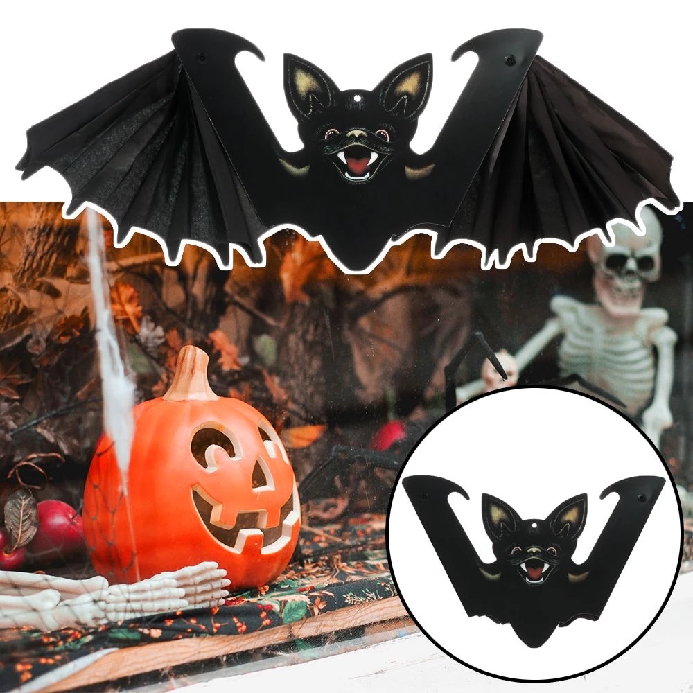 [ Halloween Paper Bat Pendant Hangingdecoration for Home Halloween Festival Party Bar Haunted House ]