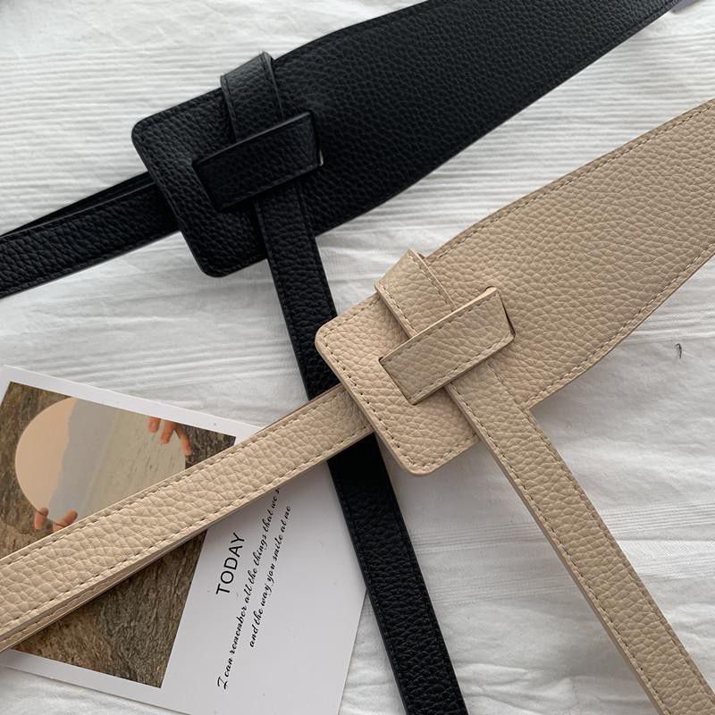 ikat pinggang lilit formal kantor// irregular knotted wide belt abstrak// minimalis strap Knot Obi belt Harajuku wanita perempuan cewek// sabuk leather kulit sintesis glossy matte