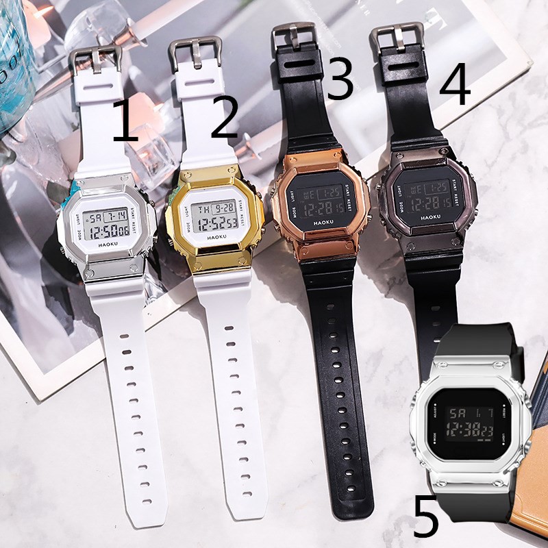 Watchyou Jam Tangan Wanita Single Display Waterproof Electronic Sports Square Leisure Digital Fashion Couple Outdoor Watches