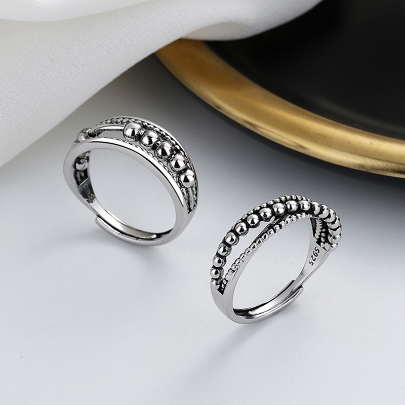 Cincin Manik-Manik Bahan Sterling Silver Dapat Diputar Untuk Wanita