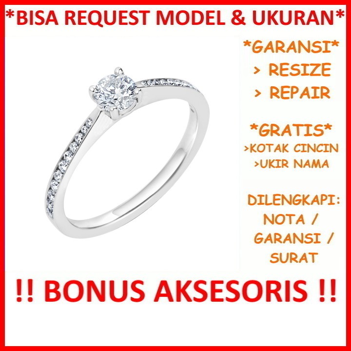 Gratis Ukir Nama Bisa Pesan Model Garansi Silver Asli Cincin Kawin Nikah Tunangan Wanita Perak Id459