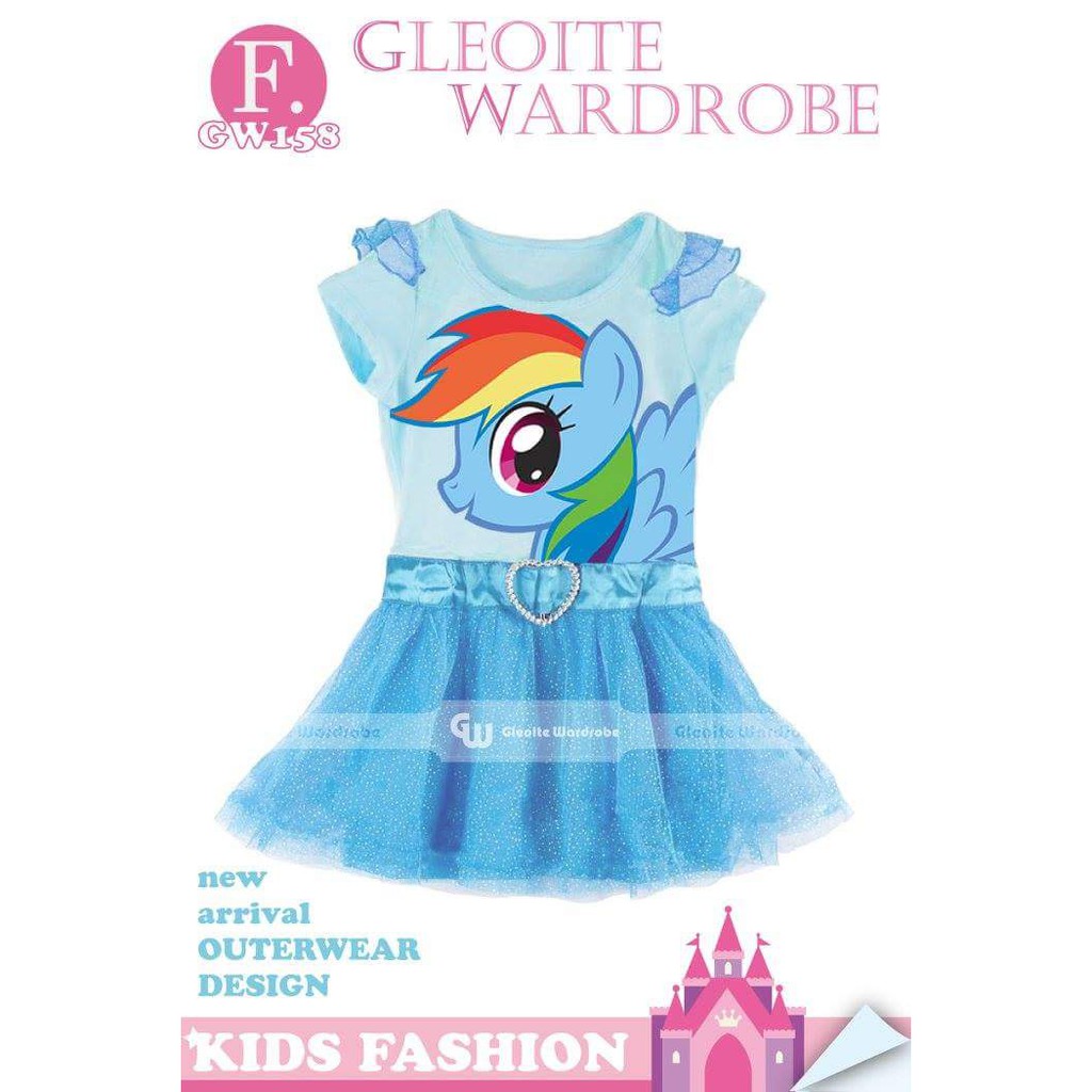 (GIRL) Dress Little Pony GW158F ROK TILE BIRU