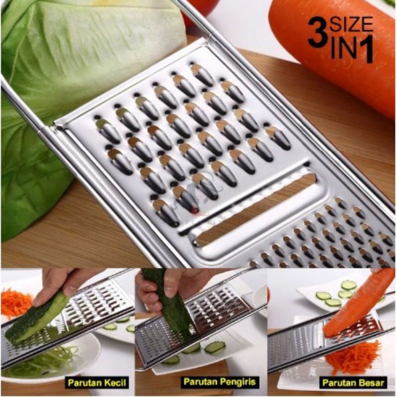 Parutan stainless steel 3in1 3 in 1 serbaguna multi fungsi sayur sayuran wortel timun kentang buah keju