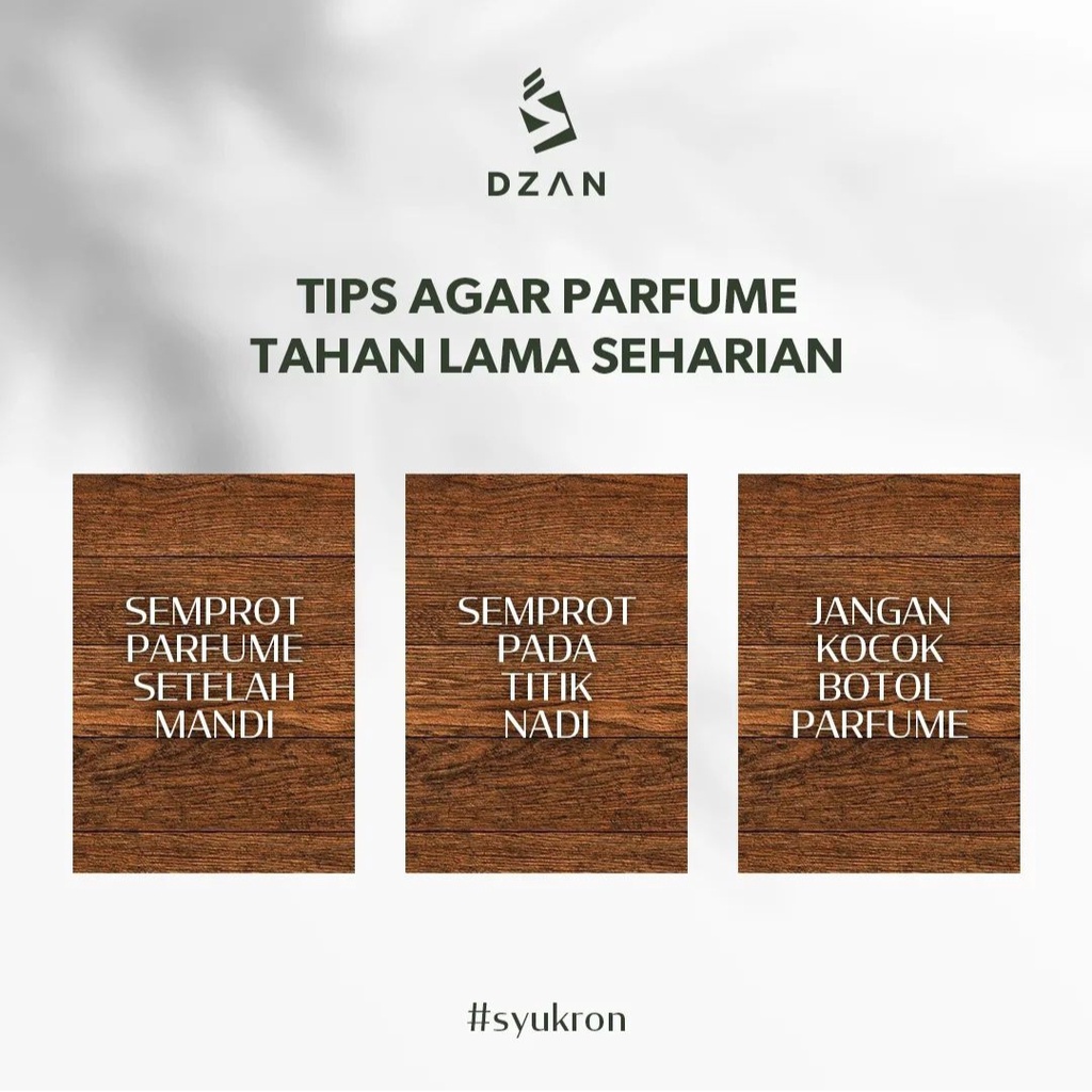 Dzan Khusyu Parfum Edp Original Tahan Lama 7-12 Jam / Dzan Khusyu Minyak Wangi untuk Sholat Halal Non Alkohol Tahan Lama Pria Wanita EDP 50 ml