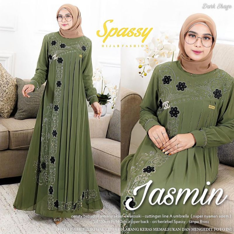 GAMIS JASMIN MAXY SUPER JUMBO+STANDARD Ceruty bordil Cattingan berfuring TERBARU