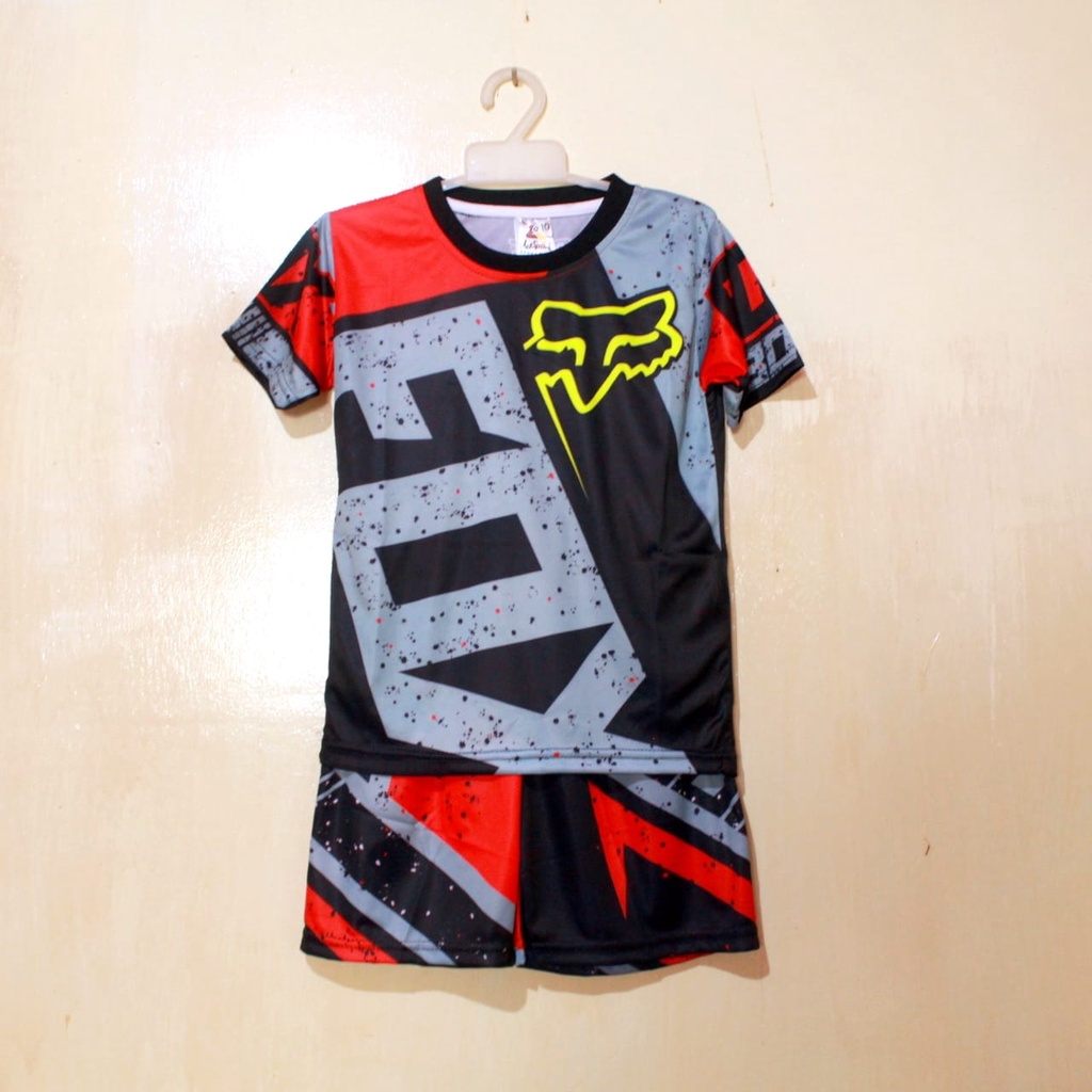 setelan baju sepeda mtb/baju kaos motor cross/baju trail anak size 2-12thn