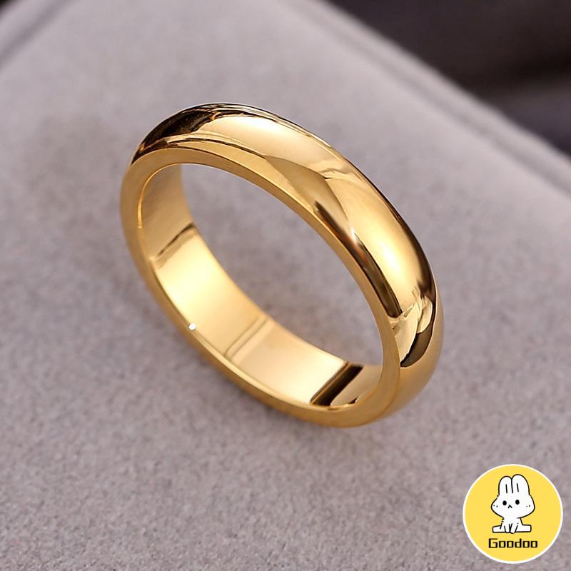 Asli 375 Grade Stainless Steel Couple Ring Titanium Gold Ring Hadiah Hari Valentine -Doo