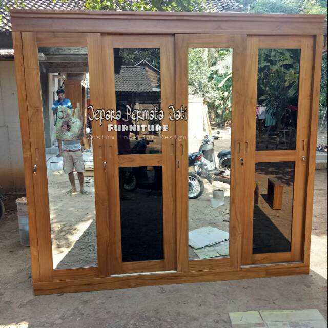 Lemari sliding minimalis jati furniture jepara