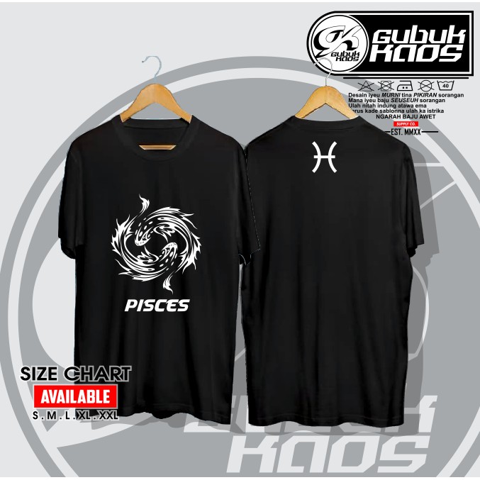 BAJU KAOS ZODIAK PISCES LOGO ZODIAK KEREN - GUBUK KOAS