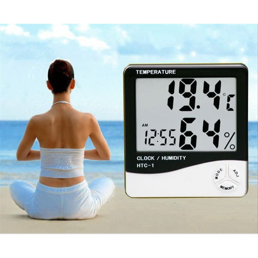 HTC-1 Digital Hygrometer &amp Temperature Meter LCD with clock
