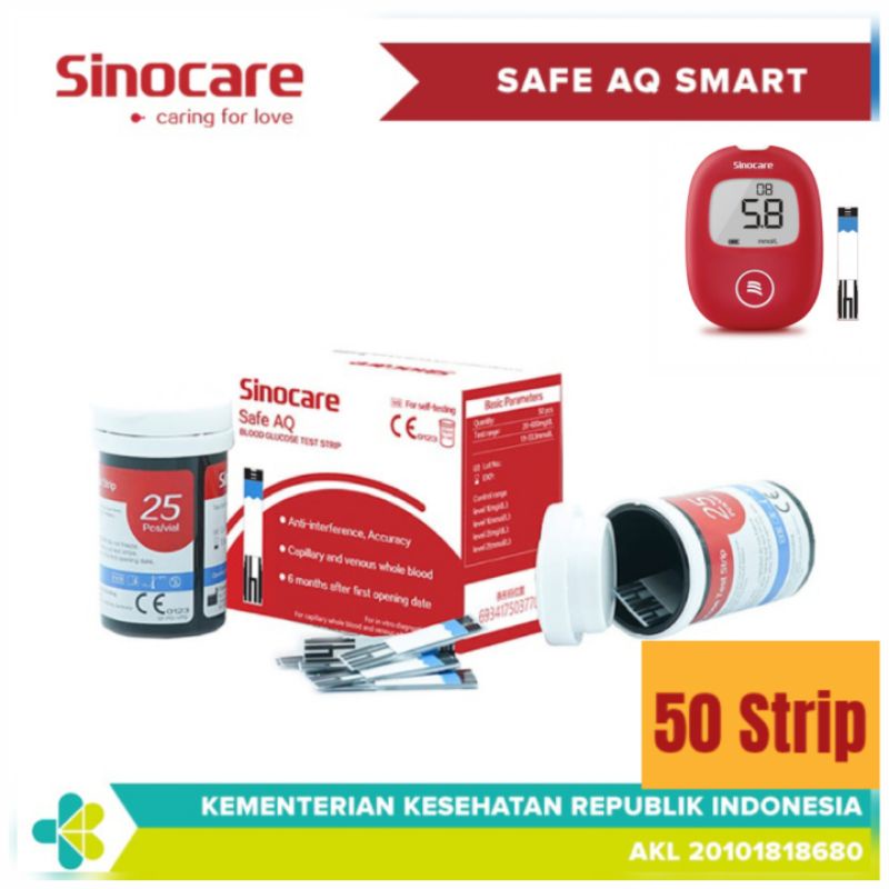 50 Strip Gula Darah Sinocare Safe AQ Smart / Air / Voice