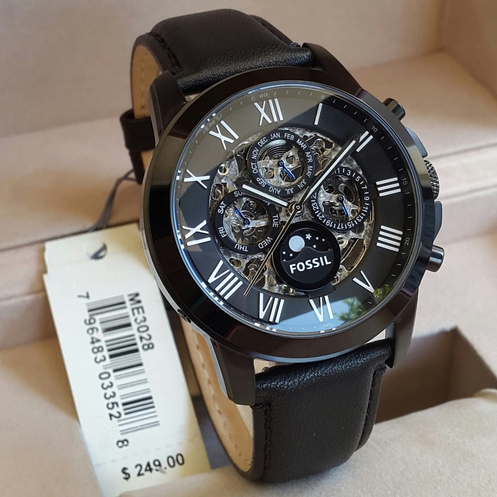 terlaris FOSSIL ME 3028 automatic JAM TANGAN PRIA , D45mm strap leather, include box tin