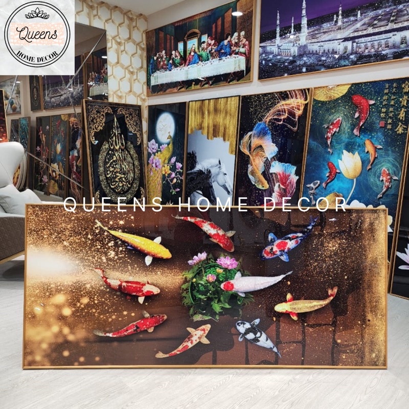 Lukisan Ikan / Lukisan Koi / Lukisan Porcerlian Diamond 5D