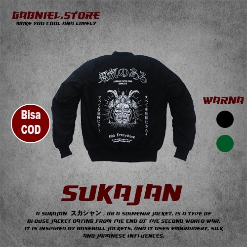 Bomber Jaket Sukajan Pria Original Motif Samurai Jacket Model Bomber Full Bordir Gambar Samurai Jepa