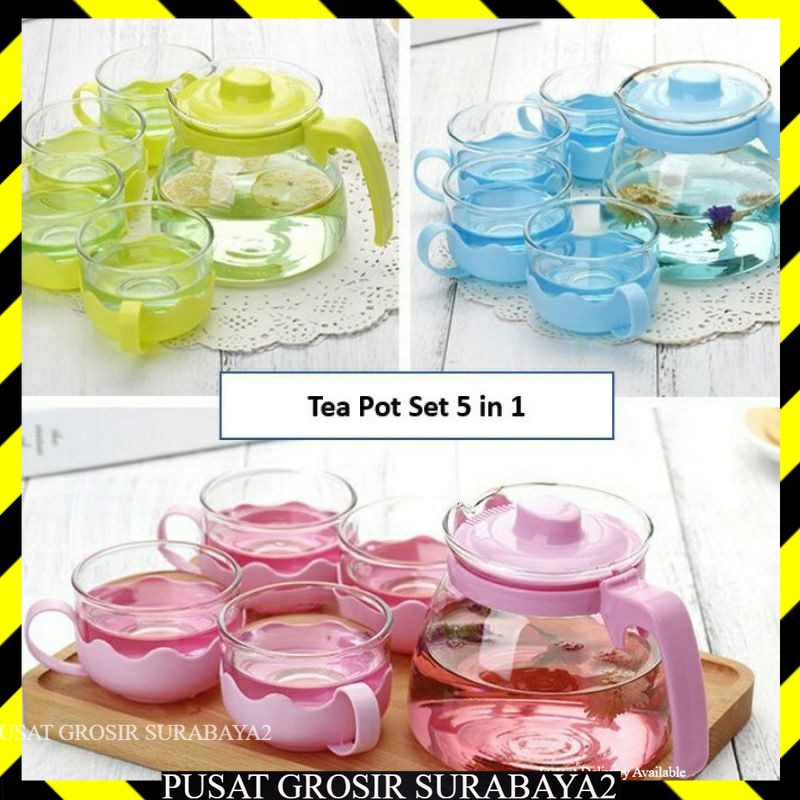 TEA POT WARNA SET TEAPOT KACA