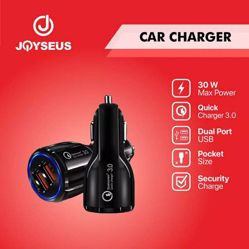 Car Charger Colokan Mobil 2 Ports QC3.0 3.1A Qualcomm Black White - JM0002 JM0001p