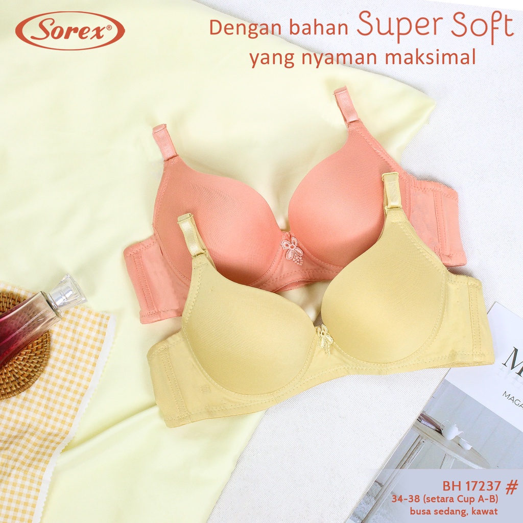 1 BRA SOREX 17237 - BH Super Soft CUP Kecil 34-38 Setara A/B - Busa Sedang - Pakai Kawat - 2 Kait