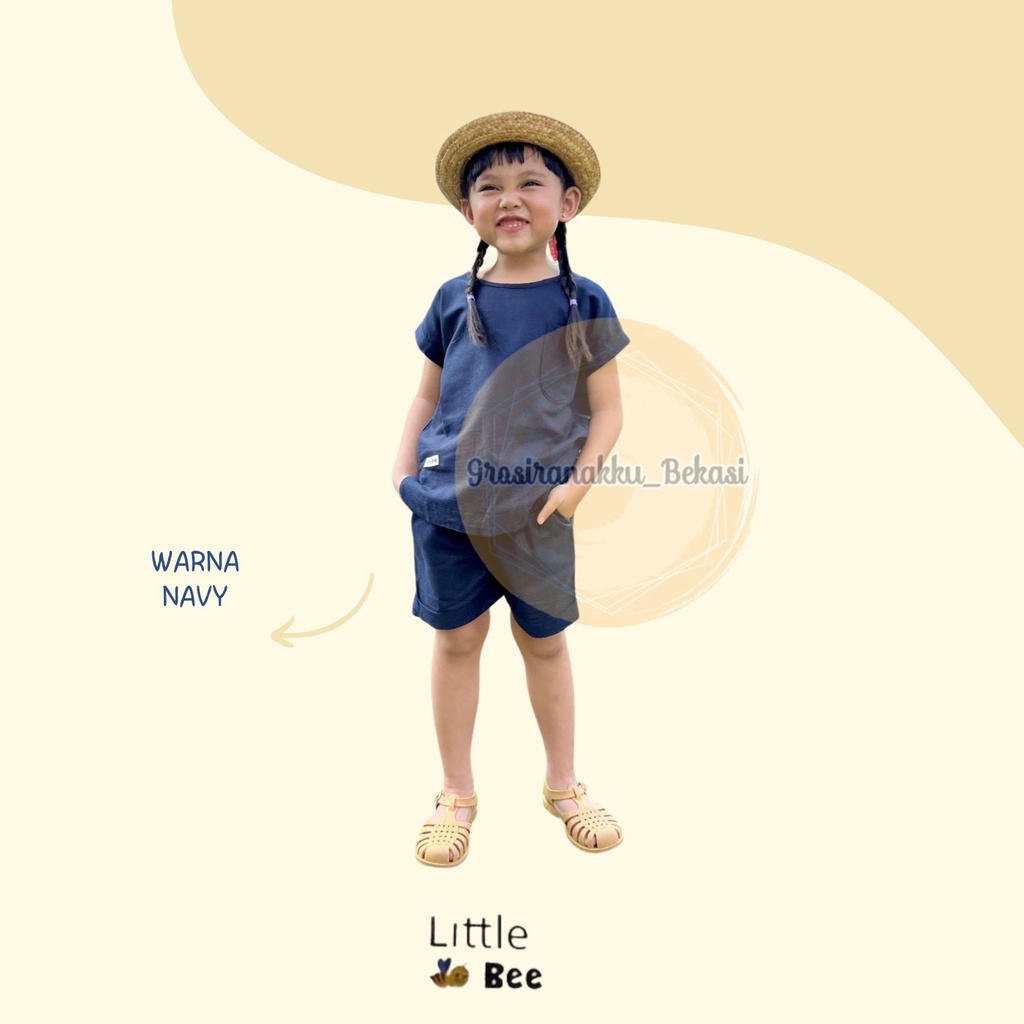 Setelan Anak Unisex Biya LittleBee Warna Navy Size 1-5 Thn